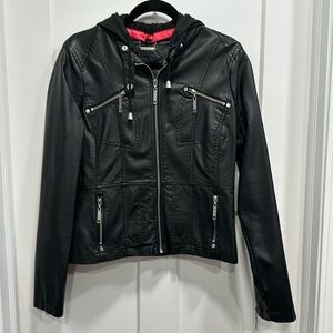 Jou Jou Black Faux Leather Jacket Size XL